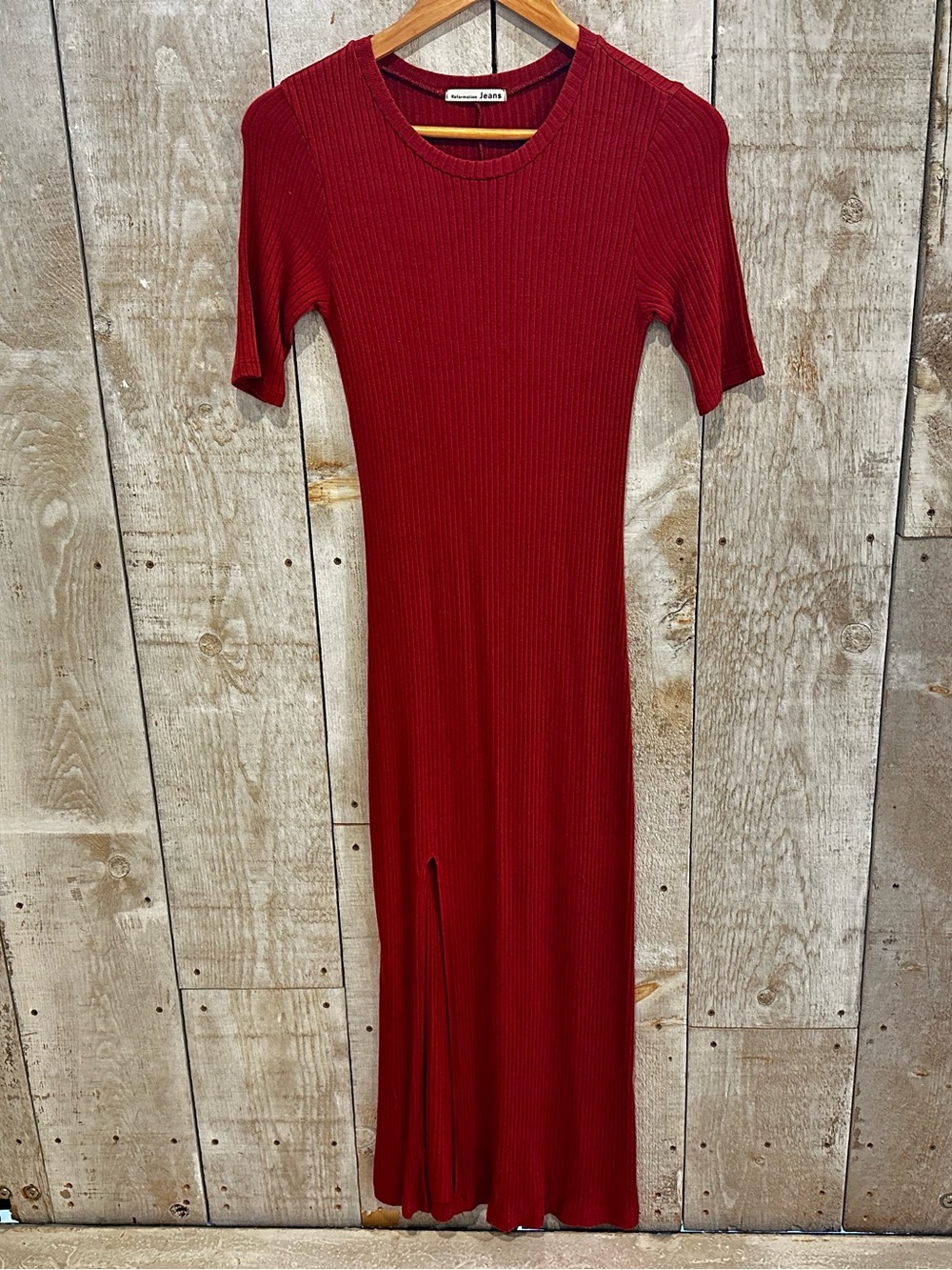 Reformation Ribbed Midi Dress with Side Slit